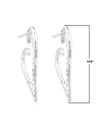 American West Jewelry Sterling Silver 1 Inch Textured Heart Hoop Earrings