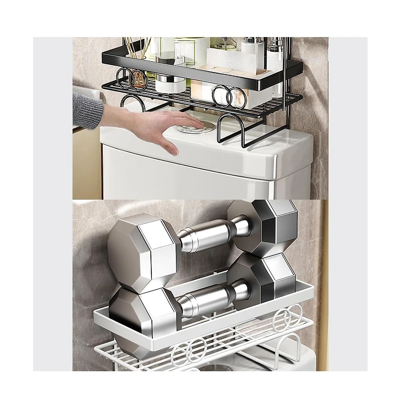 homfan Over The Toilet Storage Shelf, Bathroom Organizer Over Toilet, No Drilling Toilet Shelf Rack and Stand, Space Saver for Small Space