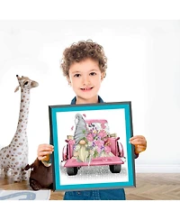 Gnuadz Stamped Cross Stitch Kit Truck Flower Gnome Beginner Needlecraft Wall Decor 13.8x13.8