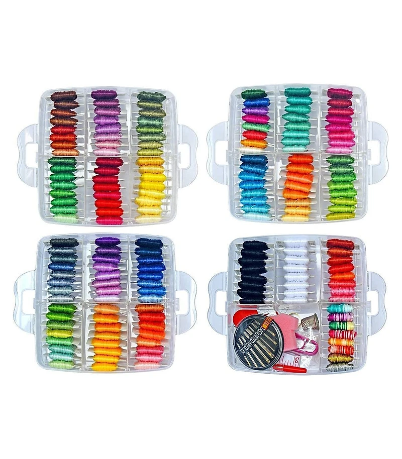 Gnuadz 176 Embroidery Floss Set Tools Kit 4-Tier Organizer Box
