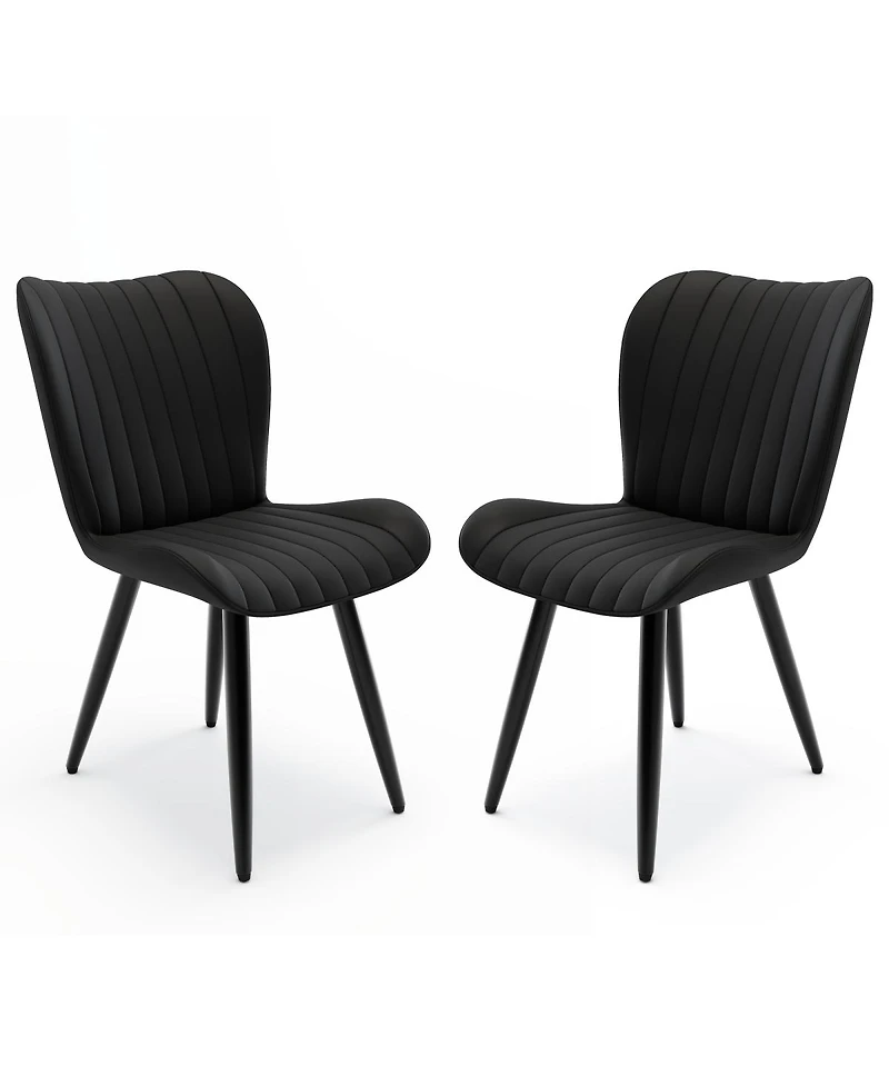 Streamdale Furniture Set of 2 Modern Pu Leather Dining Chairs