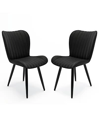 Streamdale Furniture Set of 2 Modern Pu Leather Dining Chairs