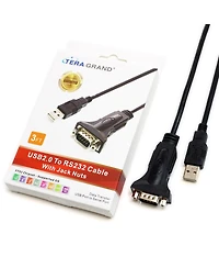 Tera Grand 3' Premium Usb 2.0 to RS232 DB9 Adapter Cable, Female Jack Nuts