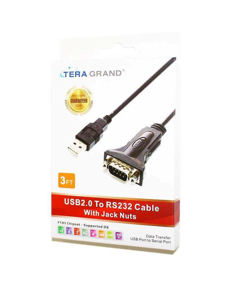 Tera Grand 6' Premium Usb 2.0 to RS232 DB9 Adapter Cable, Female Jack Nuts