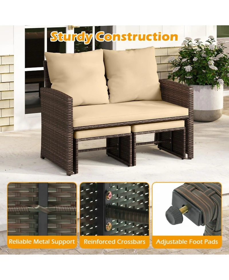 Sugift Outdoor Patio Pe Wicker Furniture Set with Cushions