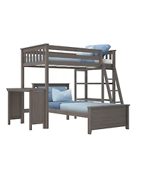 Max & Lily L-Shaped Twin over Bunk Bed with Bookcase and Desk