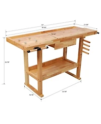 Streamdale Furniture 55 inches Wood Workbench, Heavy Duty, 300-Pound Capacity, Storage
