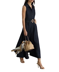 Reiss Women's Button-Front Belted Denim Midi Dress