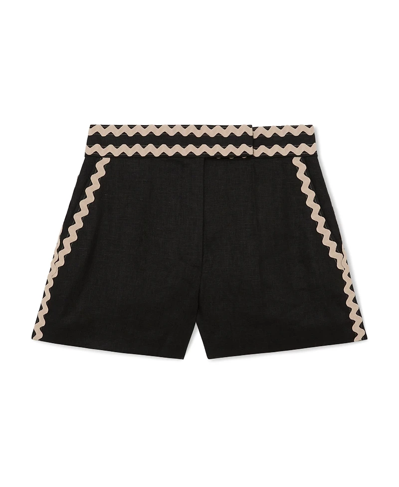 Reiss Women's Linen Wave-Trim Shorts