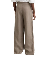 Reiss Women's Linen Wave-Trim Wide-Leg Pants