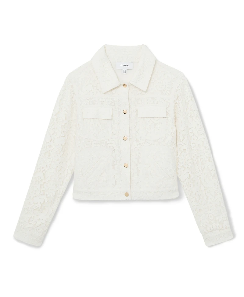 Reiss Women's Collared Lace Press-Stud Jacket