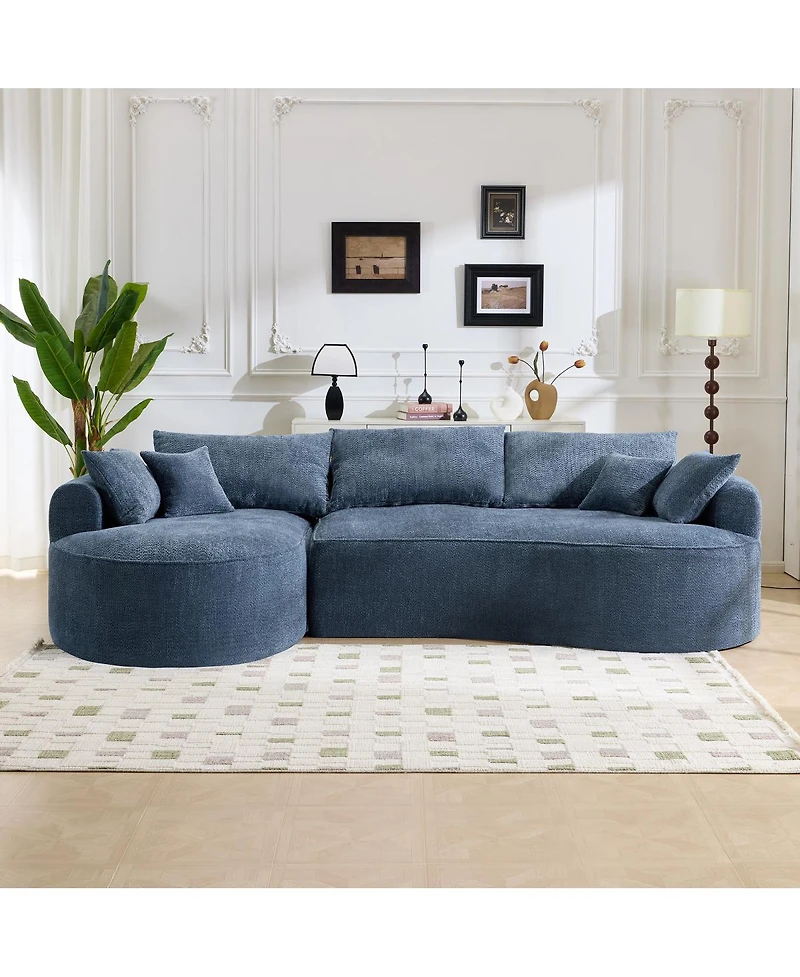 Streamdale Furniture Curved Chenille Sofa with 7 Throw Pillows - Artistic & Comfortable