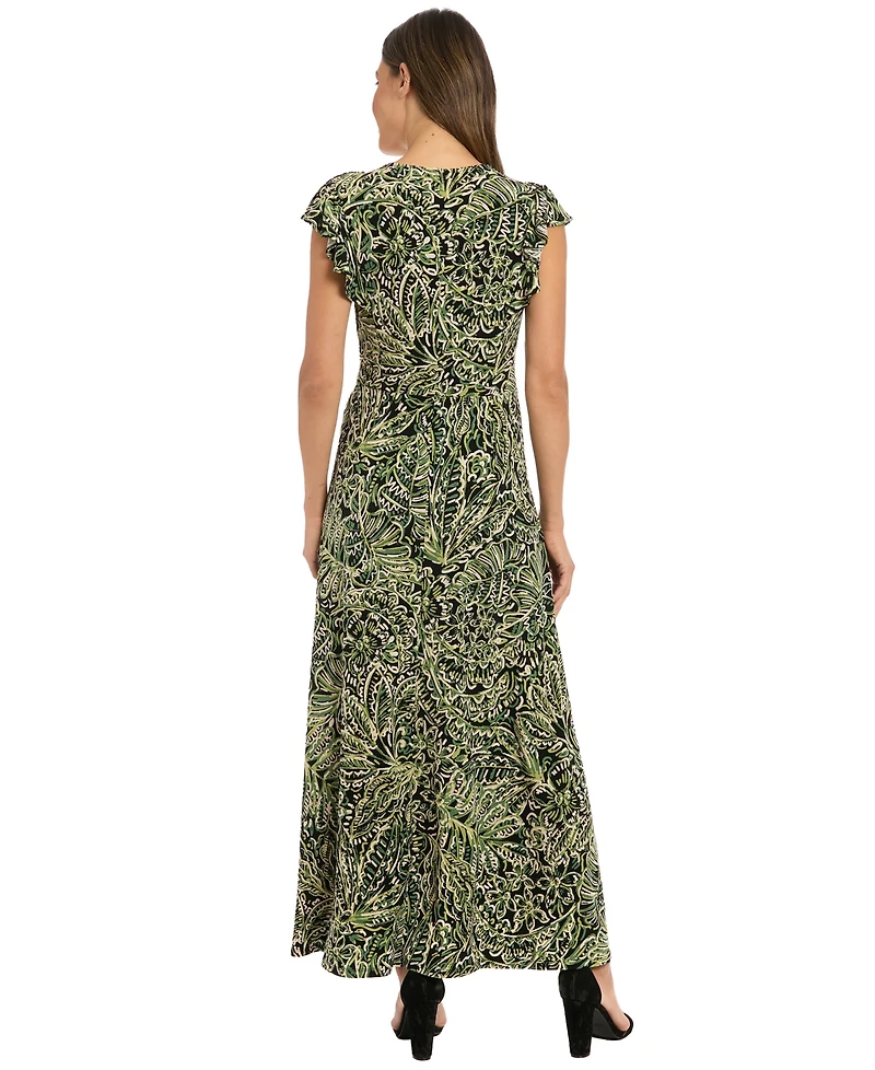 London Times Women's V-Neck Maxi Dress