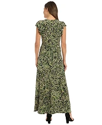 London Times Women's V-Neck Maxi Dress