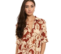 London Times Women's Elbow-Sleeve Tiered Midi Dress