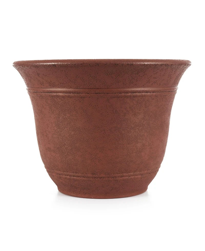 Listo SRA13001P05 13-Inch Round Outdoor Plastic Sierra Planter, Rustic Redstone