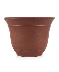 Listo SRA13001P05 13-Inch Round Outdoor Plastic Sierra Planter, Rustic Redstone