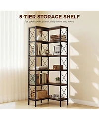 Homcom L-Shaped Bookshelf, 5-Tier Corner Bookcase