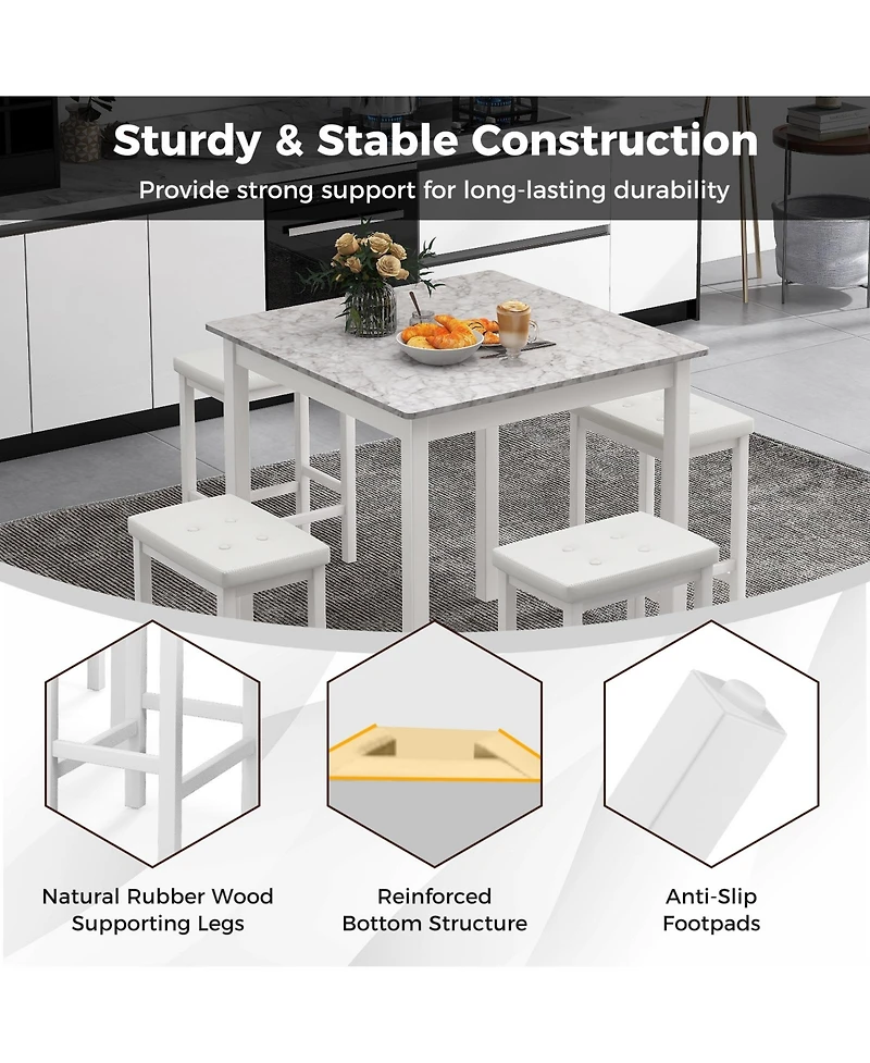 Slickblue Industrial 5 Piece Bar Table Set with Counter Height and 4 Stools