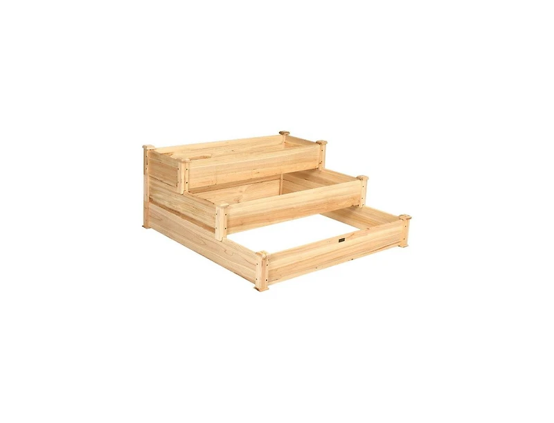 Lucky One 3 Tier Elevated Wooden Garden Bed for Vegetables, Herbs and Flowers