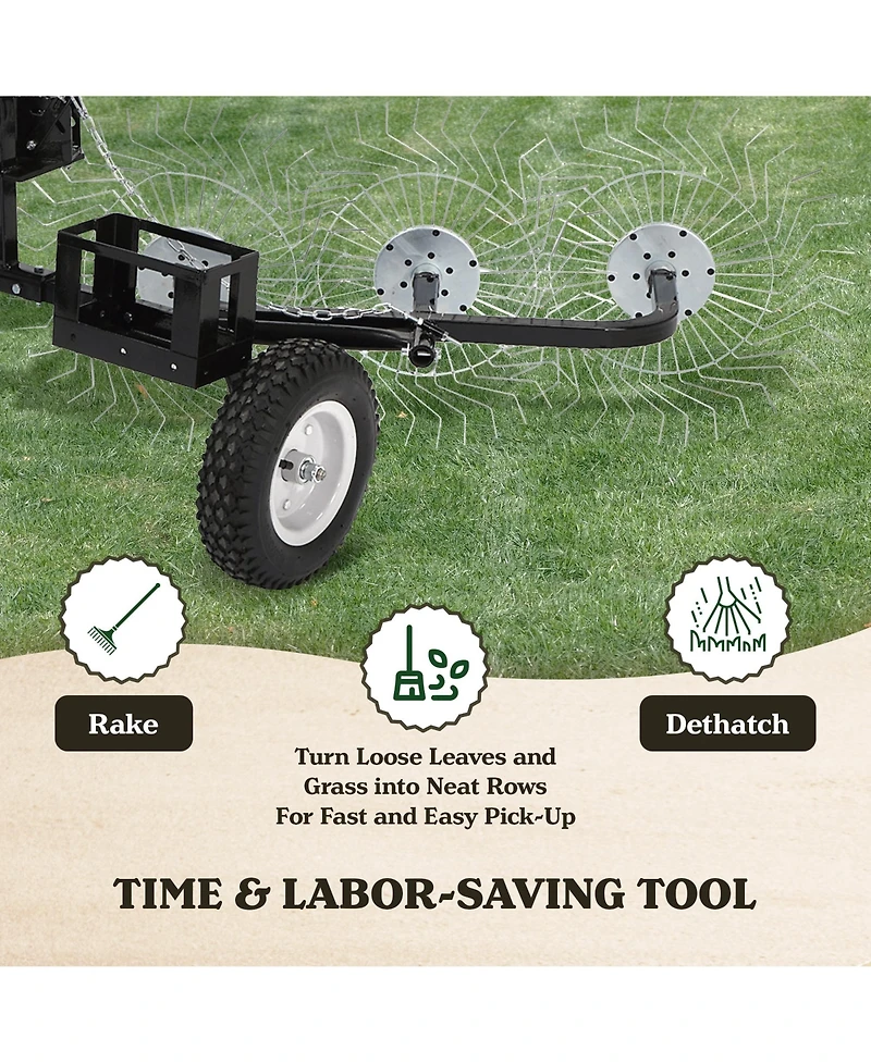 Yard Tuff Acr-600T 55 Inch Steel Tow Behind Acreage Rake with Pin Style Hitch