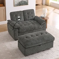 Streamdale Furniture Reclining Sofa with Usb and Storage Ottoman