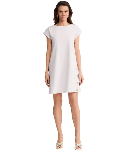 Jones New York Women's Short-Sleeve Side Button Swing Dress
