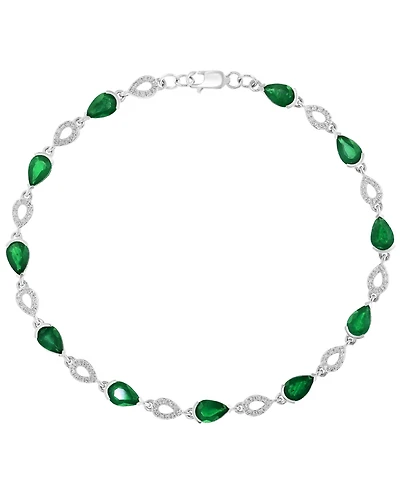 Effy Collection Emerald (4-1/5 ct. t.w.) & Diamond (1/3 ct. t.w.) Bracelet in 14k White Gold