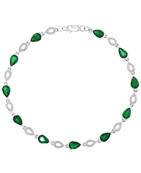 Effy Collection Emerald (4-1/5 ct. t.w.) & Diamond (1/3 ct. t.w.) Bracelet in 14k White Gold