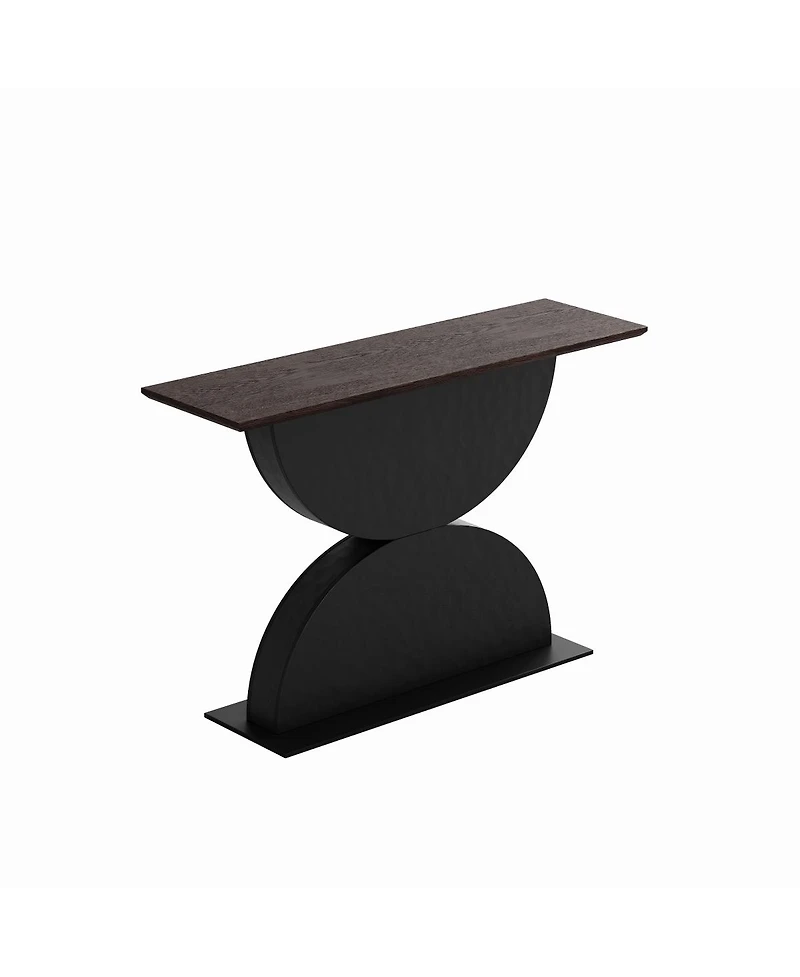 Streamdale Furniture 47" Double Semi-Circles Hammered Wood Console Table with Led Light