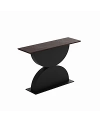 Streamdale Furniture 47" Double Semi-Circles Hammered Wood Console Table with Led Light