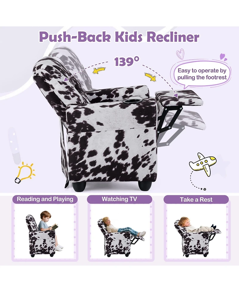 Slickblue Toddler Reclining Chair with Cup Holder, Push Back Kids Armchair Seating