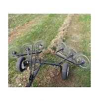 Yard Tuff 60inch Steel Tow Behind Acreage Rake Lawn Sweeper with Pin Style Hitch