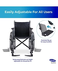 Invacare Essentials EX1 Inch Folding Manual Wheelchair With Swing away Footrests and Desk Length Arms
