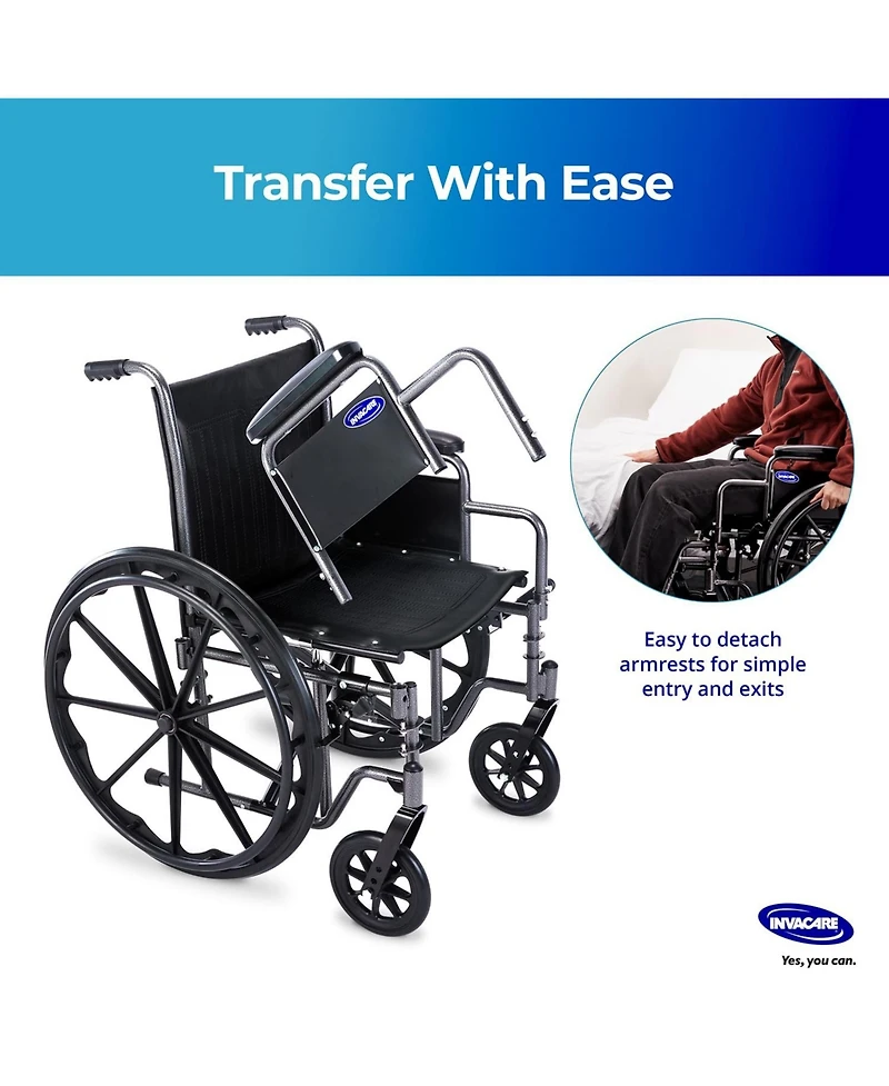 Invacare Essentials EX1 Inch Folding Manual Wheelchair With Swing away Footrests and Desk Length Arms