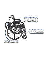 Invacare Tracer SX5 Folding Wheelchair for Adults, Inch Seat, Desk Arms