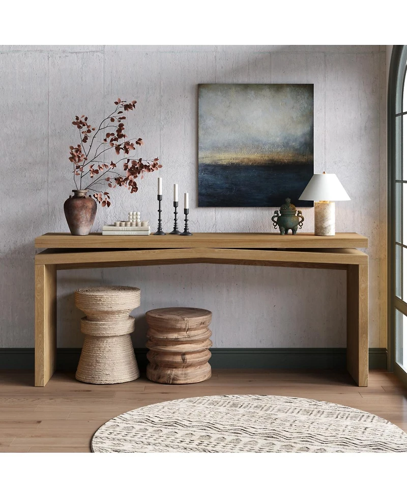 Streamdale Furniture 65-Inch Solid Wood Veneer Console Table, Farmhouse Entryway Sofa Table