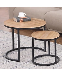 Streamdale Furniture Round Nesting Accent Coffee Table Modern Industrial
