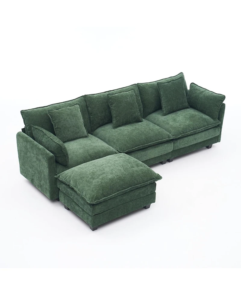 Streamdale Furniture 3 Seat Fabric Storage Ottoman L Shaped Sectional Couch with Footrest
