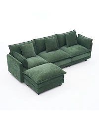 Streamdale Furniture 3 Seat Fabric Storage Ottoman L Shaped Sectional Couch with Footrest