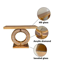 Streamdale Furniture Mirrored Console Table with Crushed Diamond Inlay.