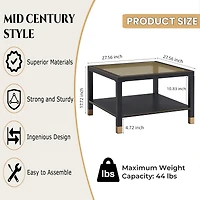 Streamdale Furniture Matte Steel and Mesh Glass Coffee Table