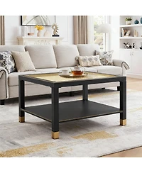 Streamdale Furniture Matte Steel and Mesh Glass Coffee Table