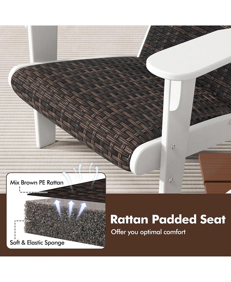 Slickblue Adirondack Outdoor Chair with Padded Rattan Seat and Cupholder