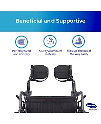 Invacare Wheelchair Legrest Hemi Footrests with Heel Loops, Flip Up Aluminum Footplate and More