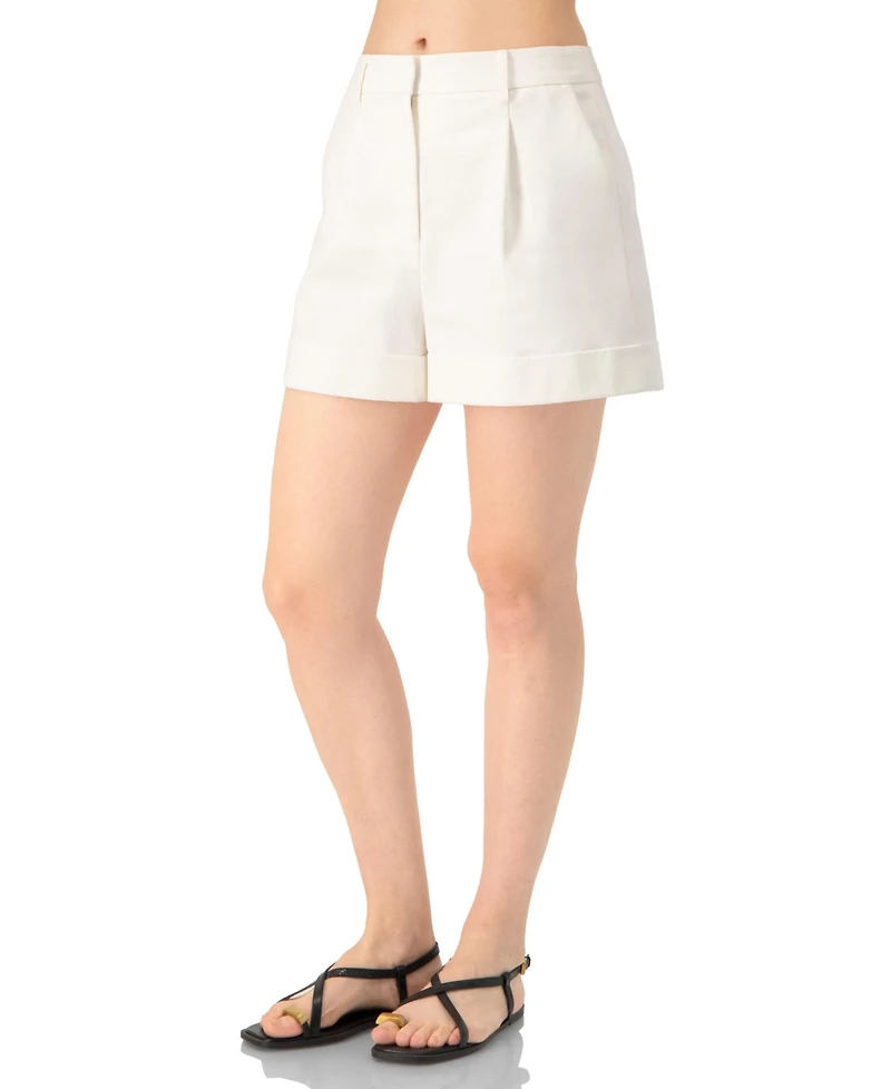 Ivonne Women's Tailored Cotton Single-Button Shorts