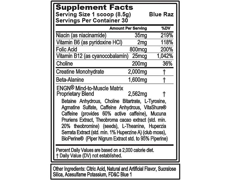 Evl Intense Pre Workout with Creatine Engn Energizing Pre Workout for Men with Beta Alanine Caffeine and L Theanine