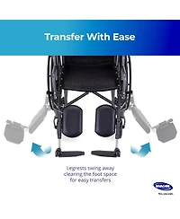Invacare Wheelchair Elevating Legrests Padded Calf Pads, Composite Footplates and Swing Away Function