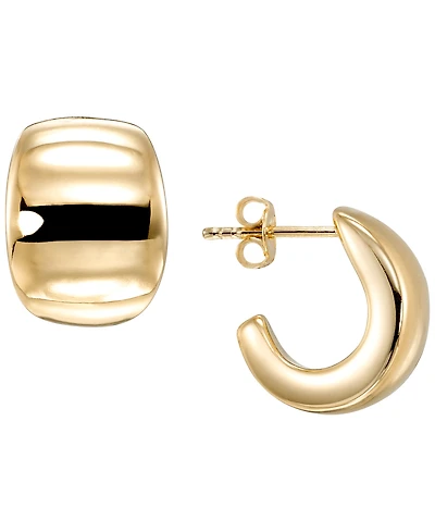 Italian Gold J Polish Post Hoop Earrings in 10k Yellow Gold
