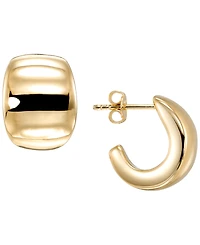 Italian Gold J Polish Post Hoop Earrings in 10k Yellow Gold